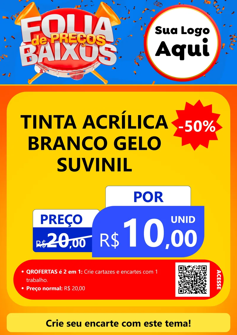 Modelo de Cartaz para Cartaz A4 Vertical com o tema Folia de Preços Baixos para Tintas e Ferramentas