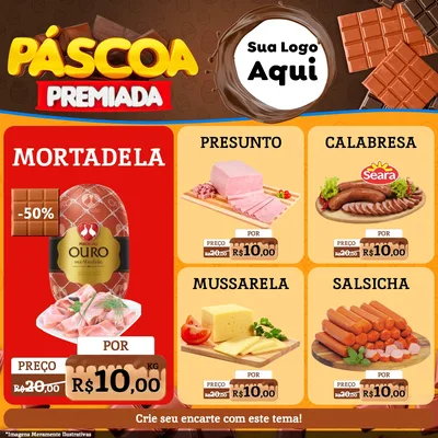 Modelo de Rede Social para Feed Facebook com o tema Páscoa Premiada para Frios e Laticínios