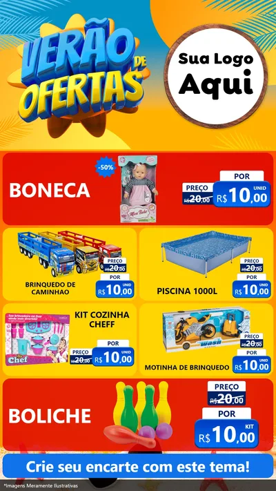 Modelo de TV para TV Vertical com o tema Verão de Ofertas para Brinquedos