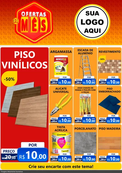 Modelo de Encarte para Encarte A4 Vertical com o tema Ofertas do Mês para Material para Construção