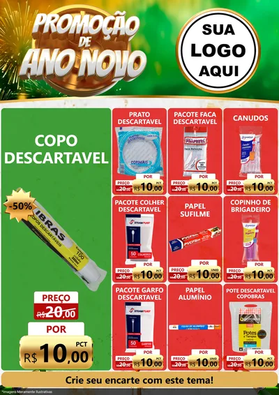 Modelo de Encarte para Encarte A4 Vertical com o tema Promoção de Ano Novo para Embalagens