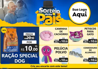 Modelo de Encarte para Encarte A4 Horizontal com o tema Sorteio Dia Dos Pais para Pet Shop