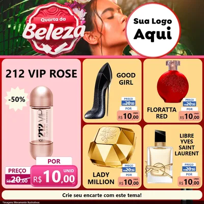 Modelo de Rede Social para Feed Facebook com o tema Quarta da Beleza para Perfumes