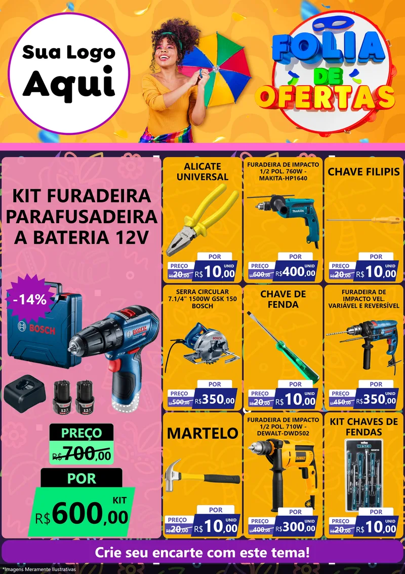 Modelo de Encarte para Encarte A4 Vertical com o tema Folia de Ofertas para Maquinas e Ferramentas