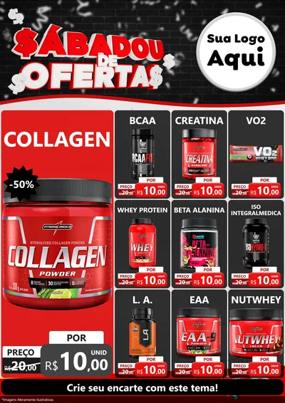 Modelo de Encarte para Encarte A4 Vertical com o tema Sabadou de Ofertas para Suplementos alimentares