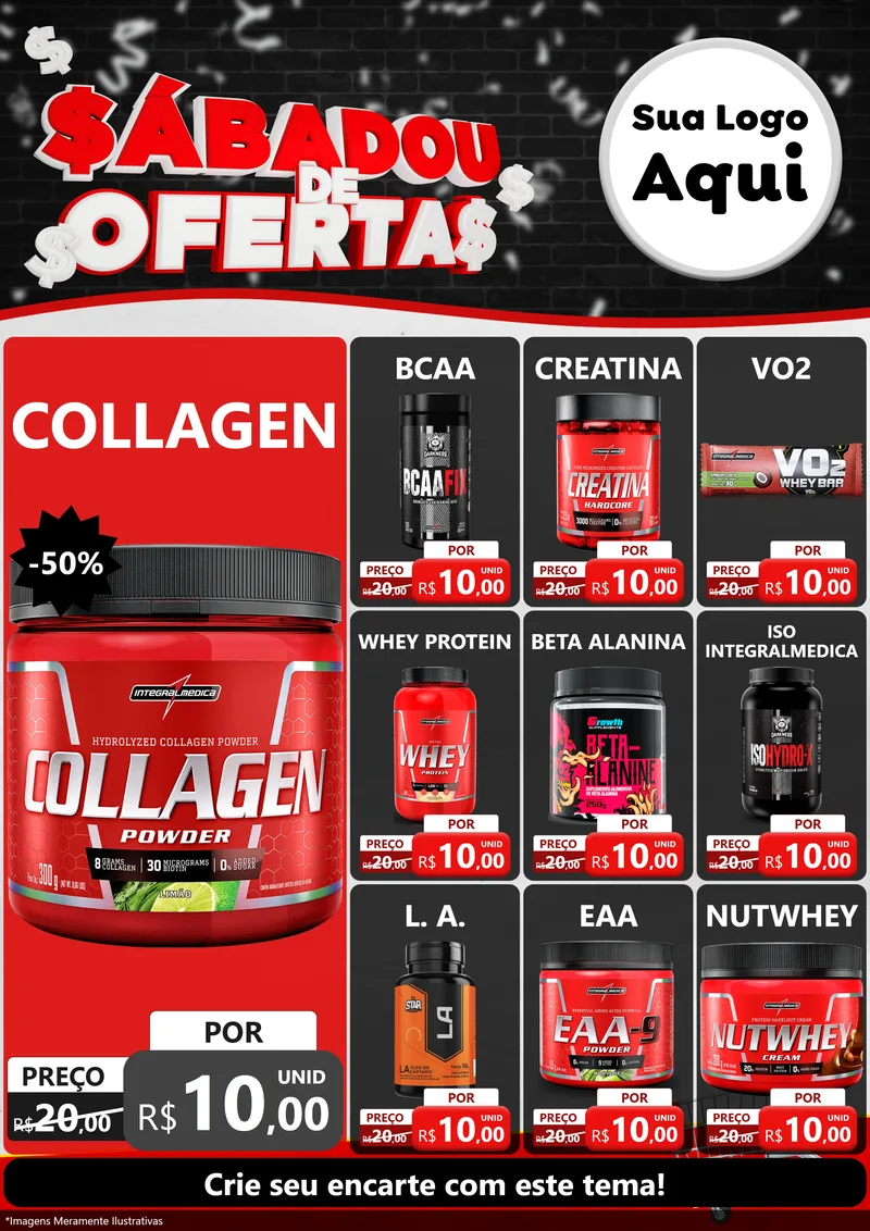 Modelo de Encarte para Encarte A4 Vertical com o tema Sabadou de Ofertas para Suplementos alimentares