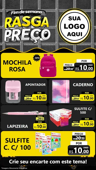 Modelo de TV para TV Vertical com o tema Fim de Semana Rasga Preço para Papelaria