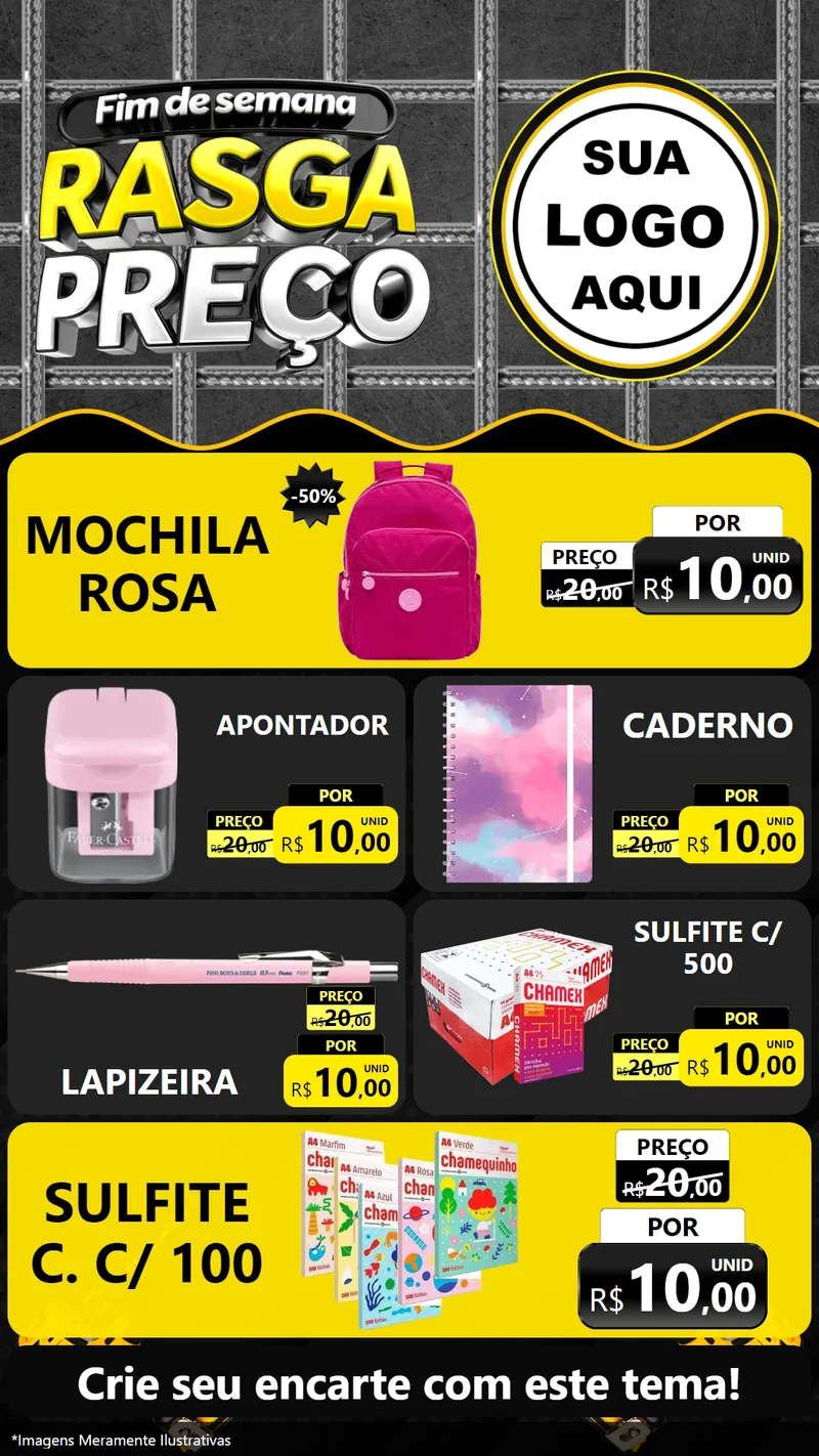 Modelo de TV para TV Vertical com o tema Fim de Semana Rasga Preço para Papelaria