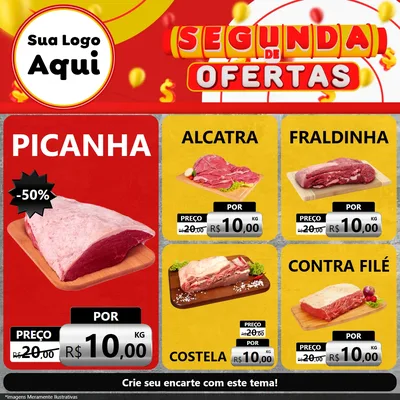 Modelo de Rede Social para Feed Facebook com o tema Segunda de Ofertas para Açougue