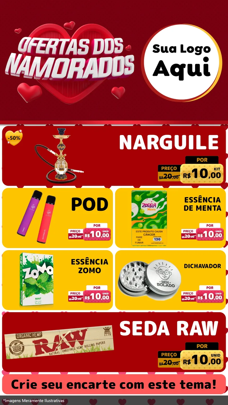 Modelo de TV para TV Vertical com o tema Ofertas Dos Namorados para Tabacaria