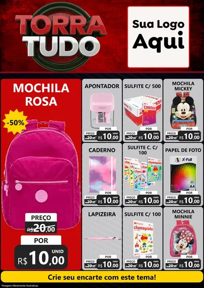 Modelo de Encarte para Encarte A4 Vertical com o tema Torra Tudo para Papelaria