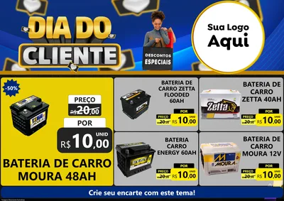 Modelo de Encarte para Encarte A4 Horizontal com o tema Dia Do Cliente para Baterias Elétricas
