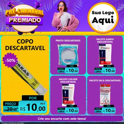 Modelo de Rede Social para Feed Facebook com o tema Pré-Carnaval Premiado para Embalagens