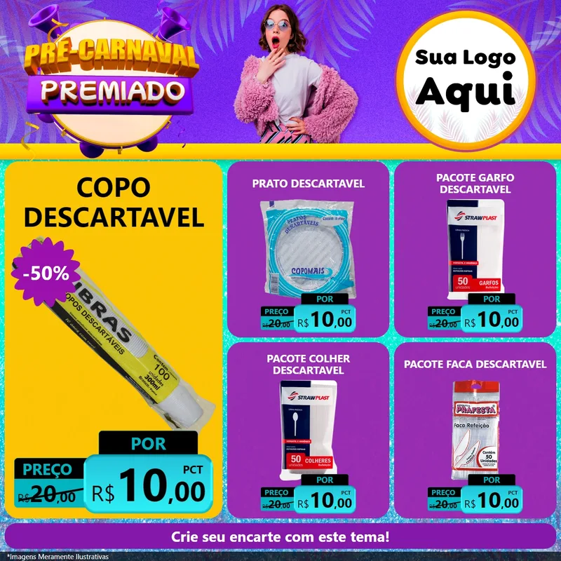 Modelo de Rede Social para Feed Facebook com o tema Pré-Carnaval Premiado para Embalagens