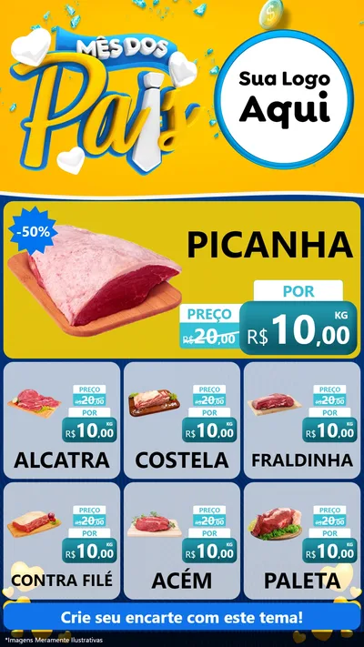 Modelo de Rede Social para Stories com o tema Mês dos Pais para Açougue