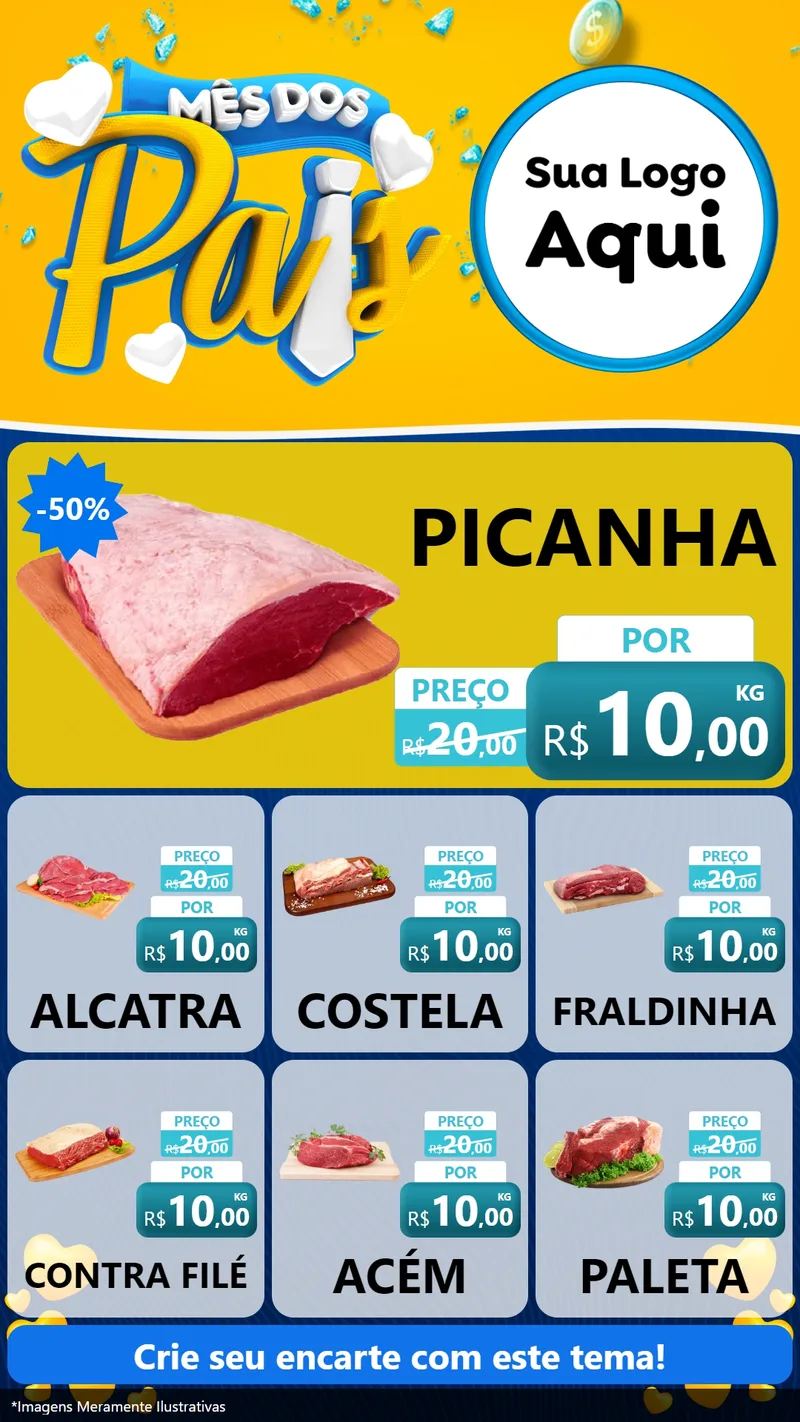 Modelo de Rede Social para Stories com o tema Mês dos Pais para Açougue