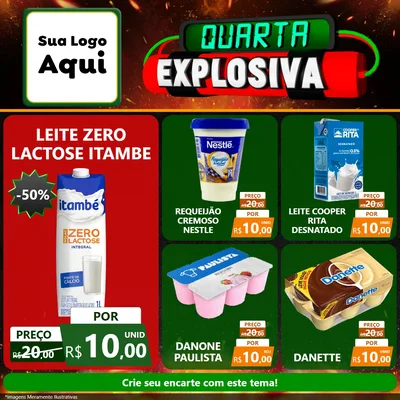 Modelo de Rede Social para Feed Facebook com o tema Quarta Explosiva para Frios e Laticínios