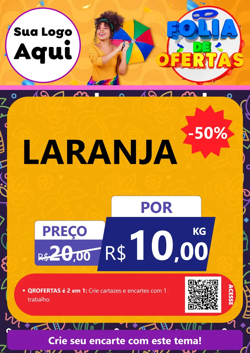 Modelo de Cartaz para Cartaz A4 Vertical com o tema Folia de Ofertas para Hortifrúti