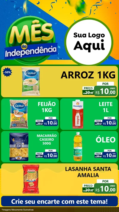 Modelo de TV para TV Vertical com o tema Mês da Independência para Supermercado