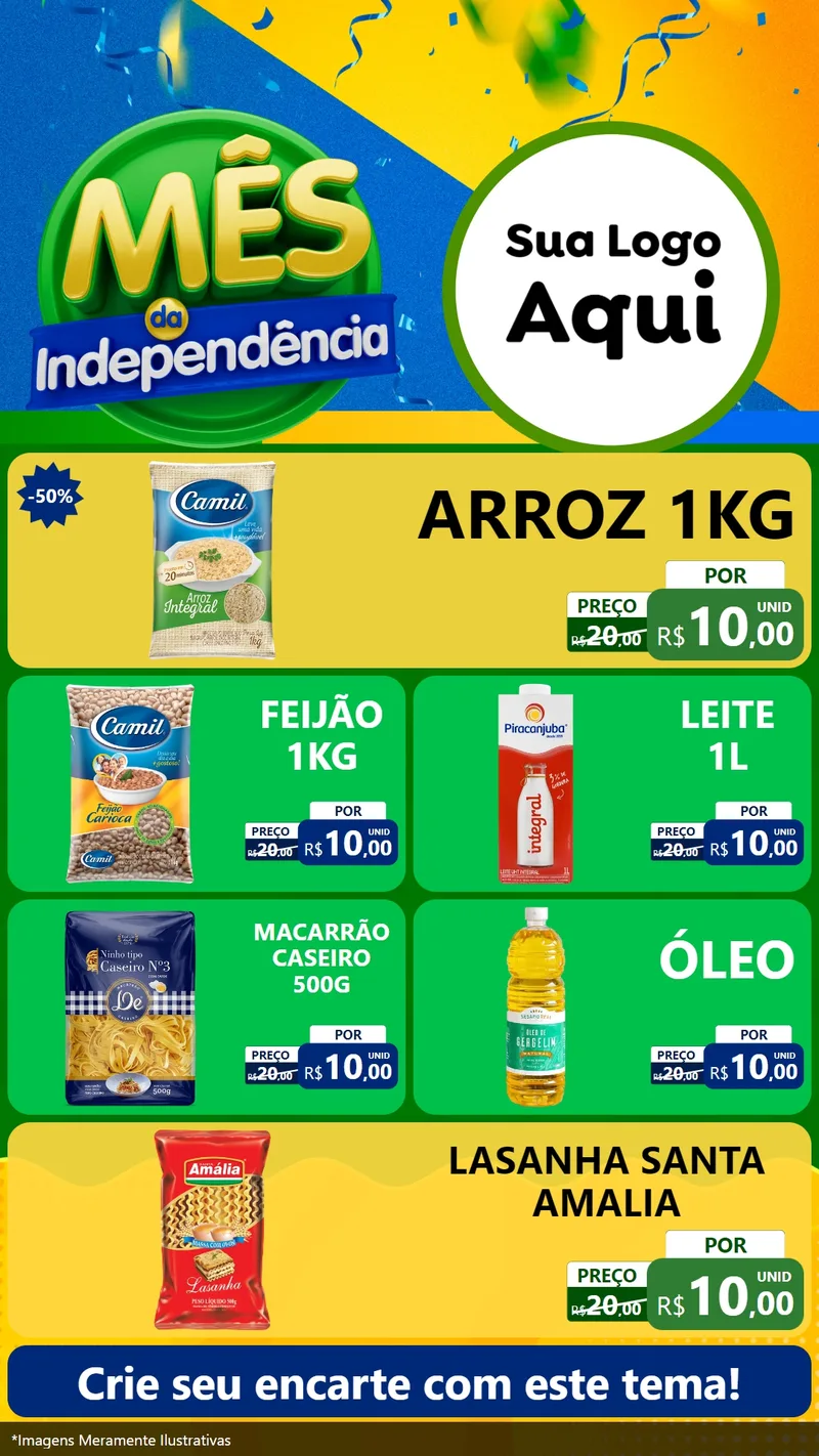 Modelo de TV para TV Vertical com o tema Mês da Independência para Supermercado