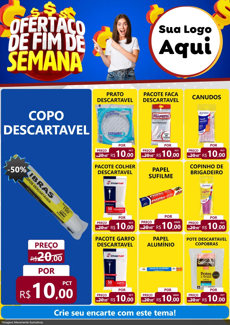 Modelo de Encarte para Encarte A4 Vertical com o tema Ofertaço de Fim de Semana para Embalagens