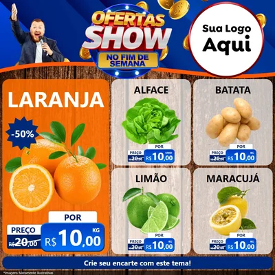 Modelo de Rede Social para Feed Facebook com o tema Ofertas Show No Fim De Semana para Hortifrúti