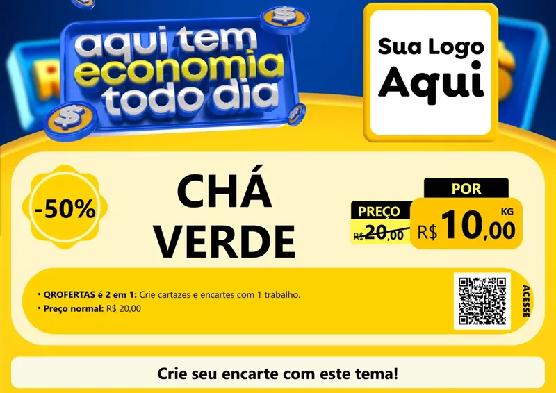 Modelo de Cartaz para Cartaz A4 Horizontal com o tema Aqui Tem Economia Todo Dia para Produtos Naturais
