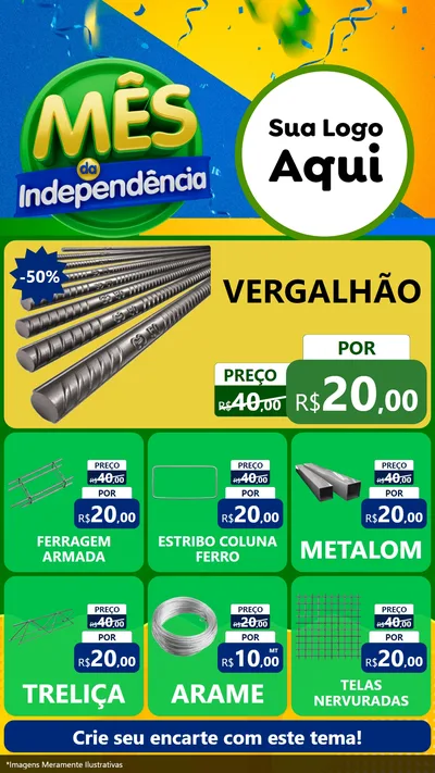 Modelo de Rede Social para Stories com o tema Mês da Independência para Ferragens