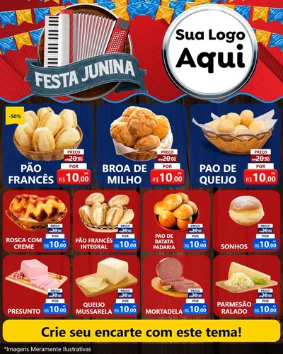 Modelo de Rede Social para Feed Instagram com o tema Festa Junina para Padaria