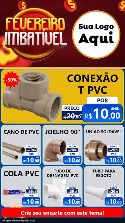 Modelo de Rede Social para Stories com o tema Fevereiro Imbatível para Tubos e conexões