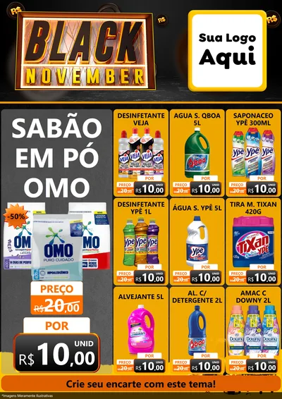 Modelo de Encarte para Encarte A4 Vertical com o tema Black November para Produtos de Limpeza