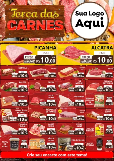 Modelo de Encarte para Encarte A4 Vertical com o tema Terça das Carnes para Açougue