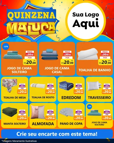 Modelo de Rede Social para Feed Instagram com o tema Quinzena Maluca para Cama, Mesa e Banho