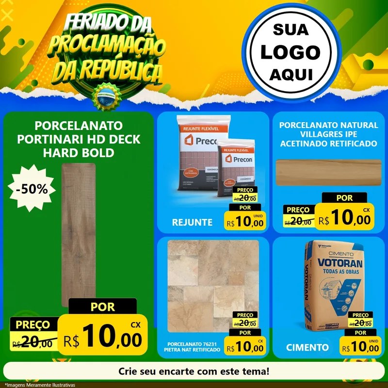 Modelo de Rede Social para Feed Facebook com o tema Feriado da Proclamação da República para Pisos e revestimentos