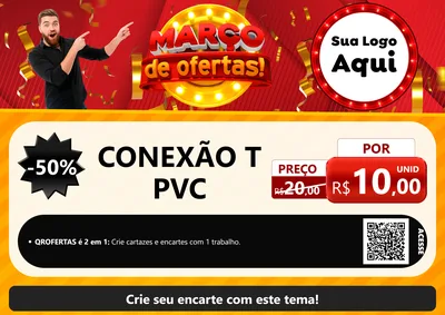 Modelo de Cartaz para Cartaz A4 Horizontal com o tema Março de Ofertas! para Tubos e conexões