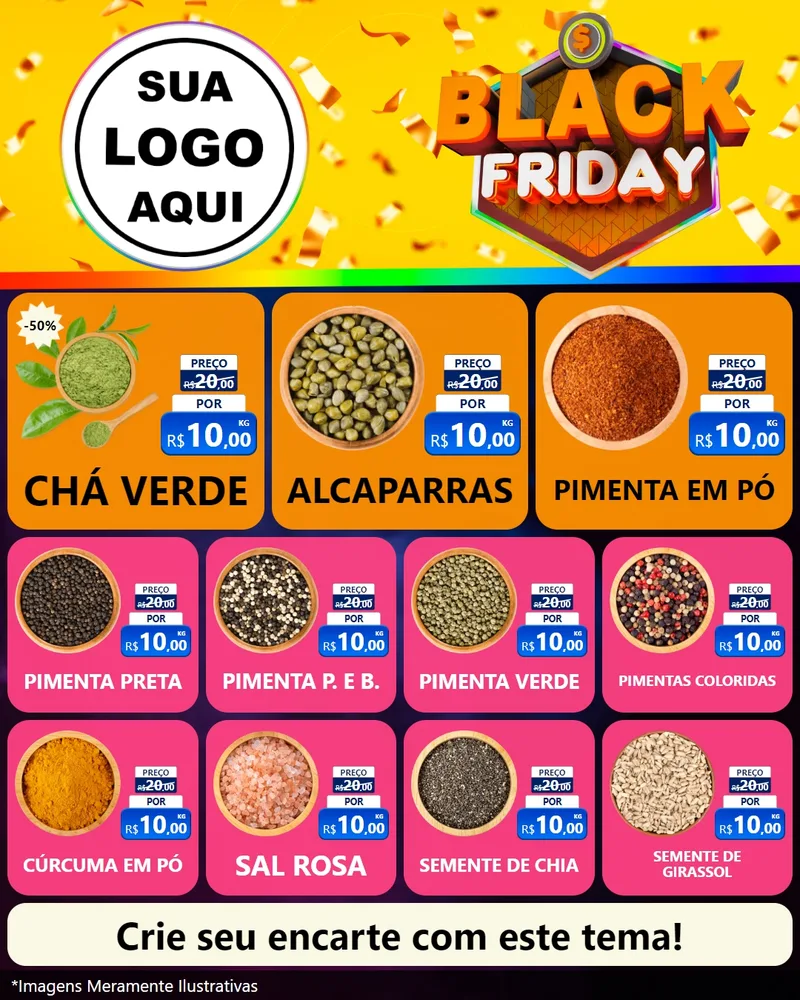 Modelo de Rede Social para Feed Instagram com o tema Black Friday para Produtos Naturais