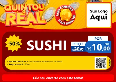 Modelo de Cartaz para Cartaz A4 Horizontal com o tema Quintou do Real para Comida japonesa