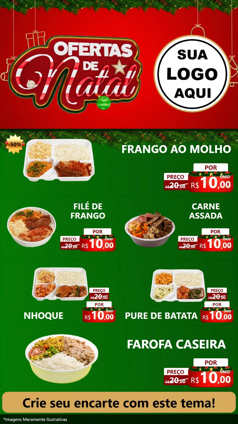 Modelo de TV para TV Vertical com o tema Ofertas de Natal para Restaurante