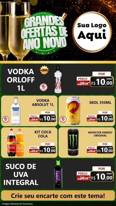 Modelo de TV para TV Vertical com o tema Grandes Ofertas de Ano Novo para Distribuidora de bebidas