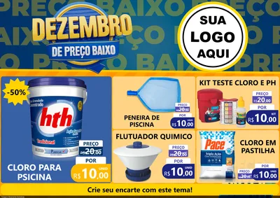 Modelo de Encarte para Encarte A4 Horizontal com o tema Dezembro de Preço Baixo para Produtos para Piscina