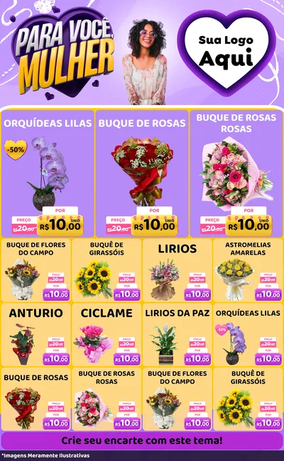 Modelo de Encarte para Encarte Grande com o tema Para Você, Mulher para Floricultura e jardim