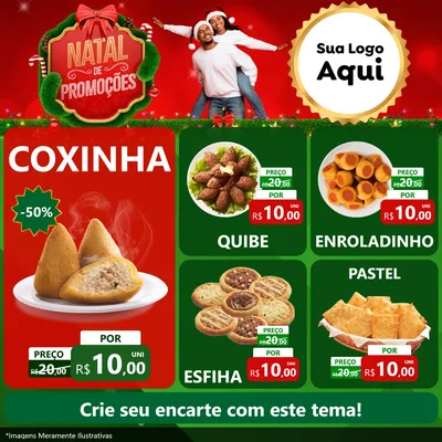Modelo de Rede Social para Feed Facebook com o tema Natal de Promoções para Salgadaria
