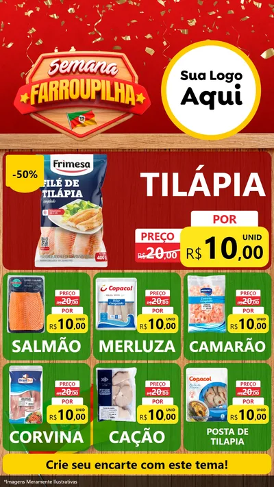 Modelo de Rede Social para Stories com o tema Semana Farroupilha para Peixaria