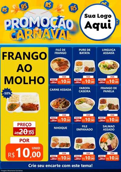 Modelo de Encarte para Encarte A4 Vertical com o tema Promoção de Carnaval para Restaurante
