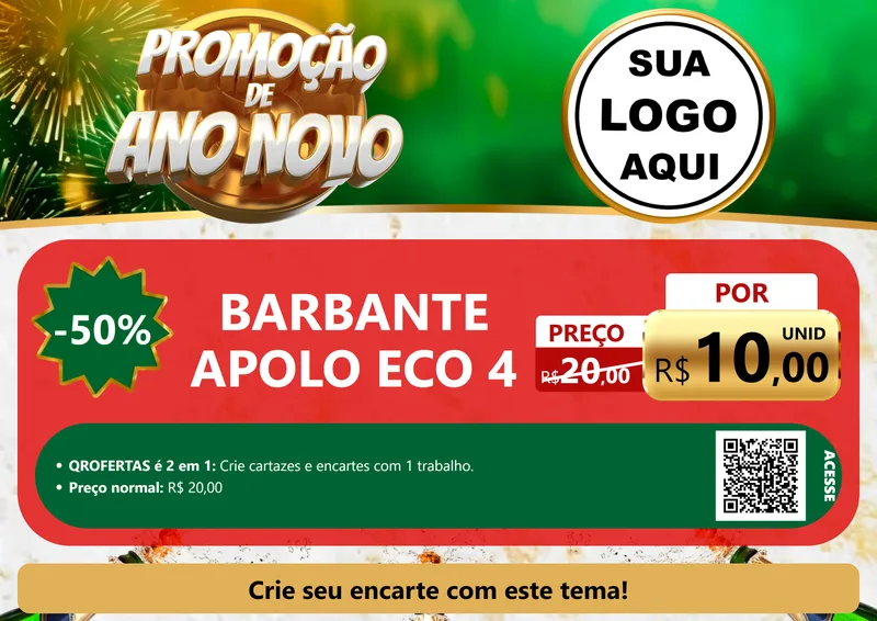 Modelo de Cartaz para Cartaz A4 Horizontal com o tema Promoção de Ano Novo para Armarinho e Aviamentos