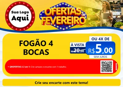 Modelo de Cartaz para Cartaz A4 Horizontal com o tema Ofertas de Fevereiro para Móveis e Eletro
