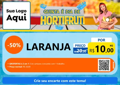 Modelo de Cartaz para Cartaz A4 Horizontal com o tema Quinta É Dia de Hortifruti para Hortifrúti