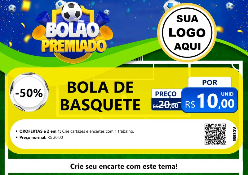 Modelo de Cartaz para Cartaz A4 Horizontal com o tema Bolão Premiado para Artigos Esportivos