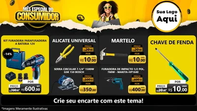 Modelo de TV para TV Horizontal com o tema Mês Especial do Consumidor para Maquinas e Ferramentas