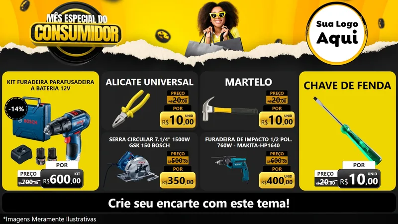 Modelo de TV para TV Horizontal com o tema Mês Especial do Consumidor para Maquinas e Ferramentas